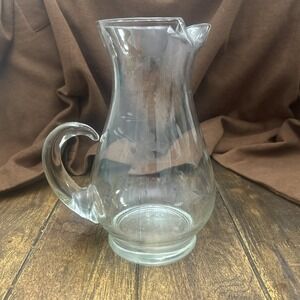 Princess House Heritage Etched Glass Pitcher 6 1/2" w/ ice lip 22 oz #402